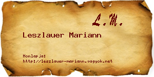 Leszlauer Mariann névjegykártya